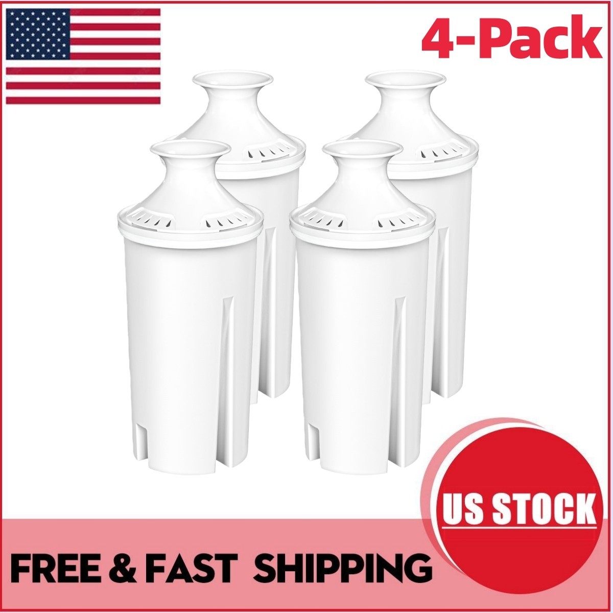 4-Pack Replacement Water Filter for Brita Pitchers & Amazon Basics US gallery