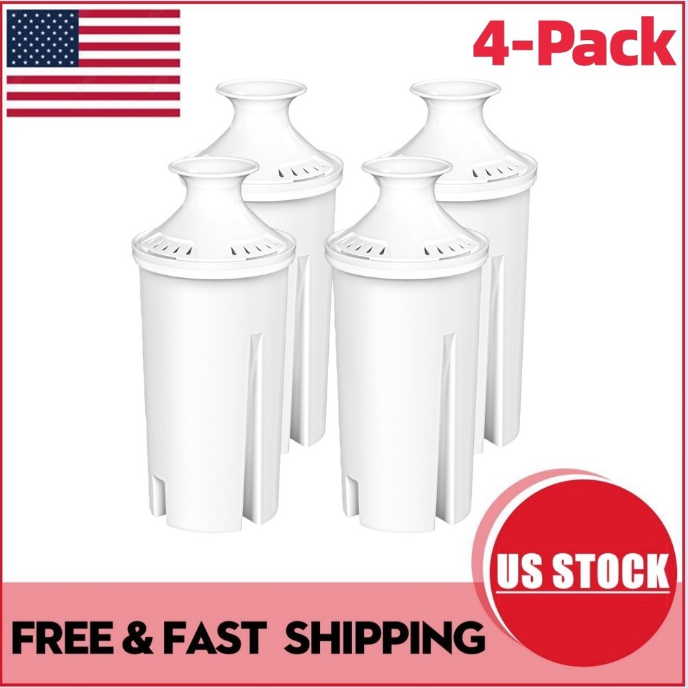 4-Pack Replacement Water Filter for Brita Pitchers & Amazon Basics US