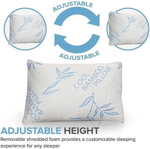 Adjustable Bamboo Bed Pillow, Cool Bamboo Sleeping Pillow, Shredded Memory Foam gallery