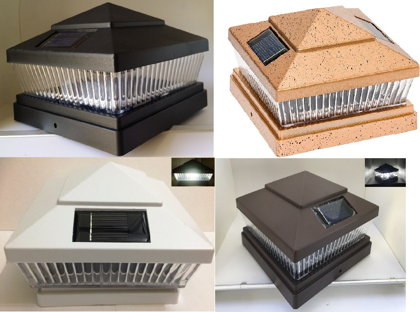 Black/White/Copper/Brown Color 5LED 78Lumens Plastic Solar Post Cap Lights gallery