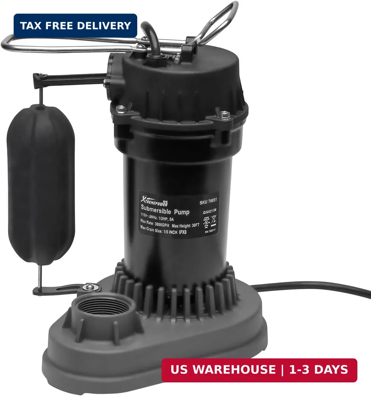 XtremepowerUS Automatic 1/2HP 3800GPH Submersible Sump Pump Aluminum Alloy with gallery