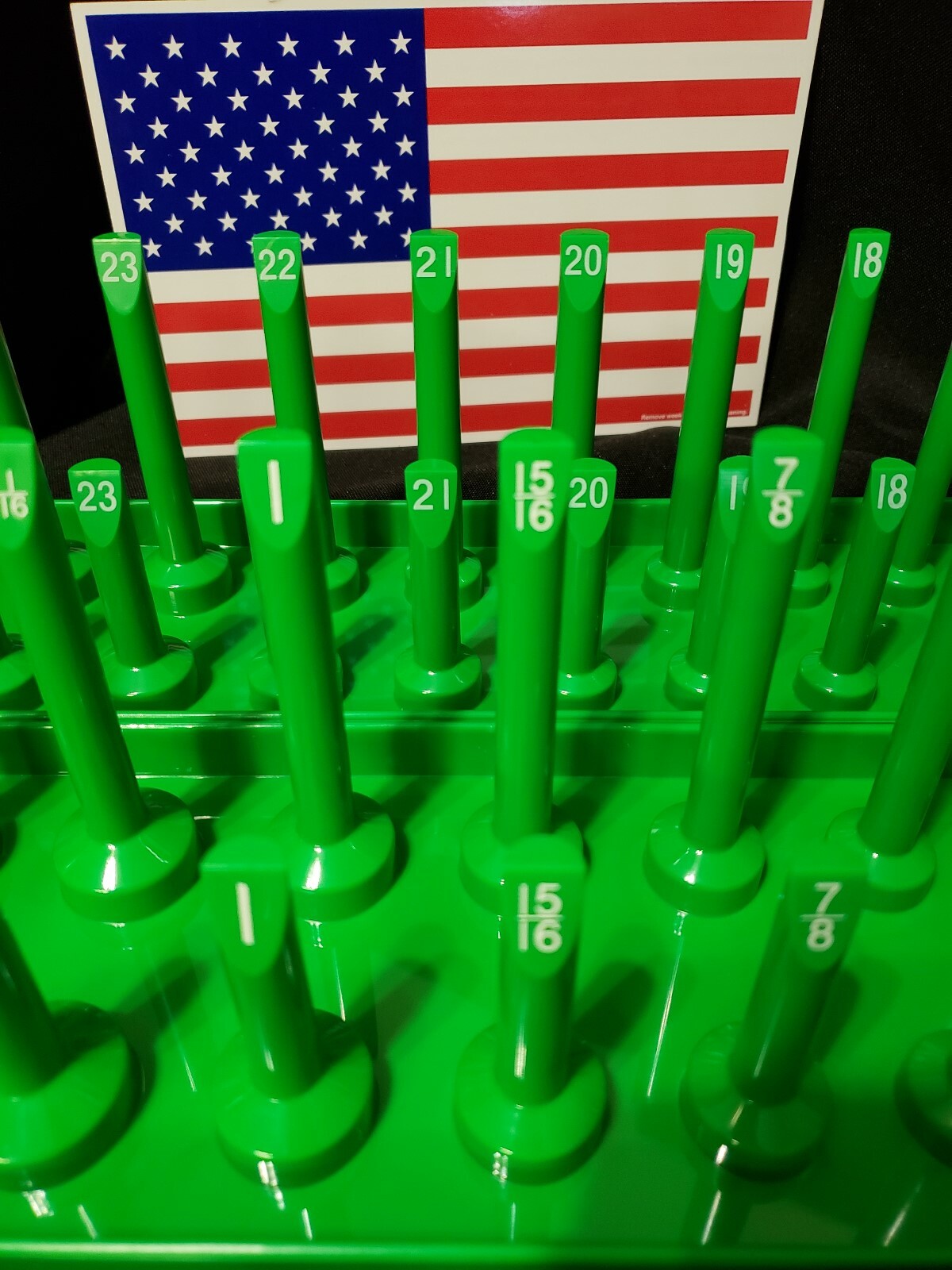 Hansen 6 Pc Socket Tray Metric SAE Tool Rack Holders 1/4" 3/8" 1/2" Green - USA gallery
