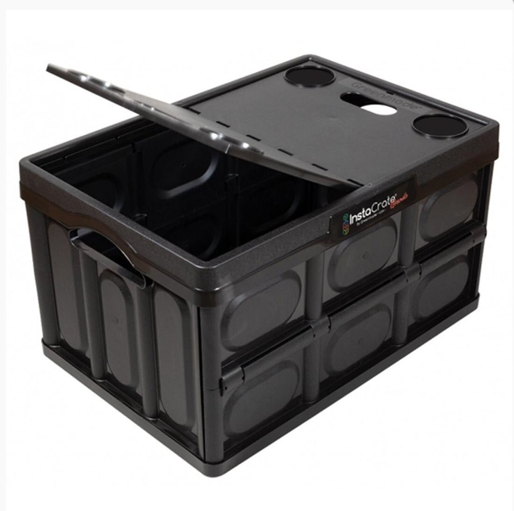16 Gallon Large Plastic Storage Bin, Collapsible Storage Container Crate Tote,