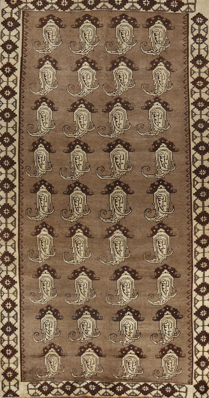 Natural Color Brown Wool Hand-knotted Traditional Tribal Paisley Area Rug 5x9 gallery