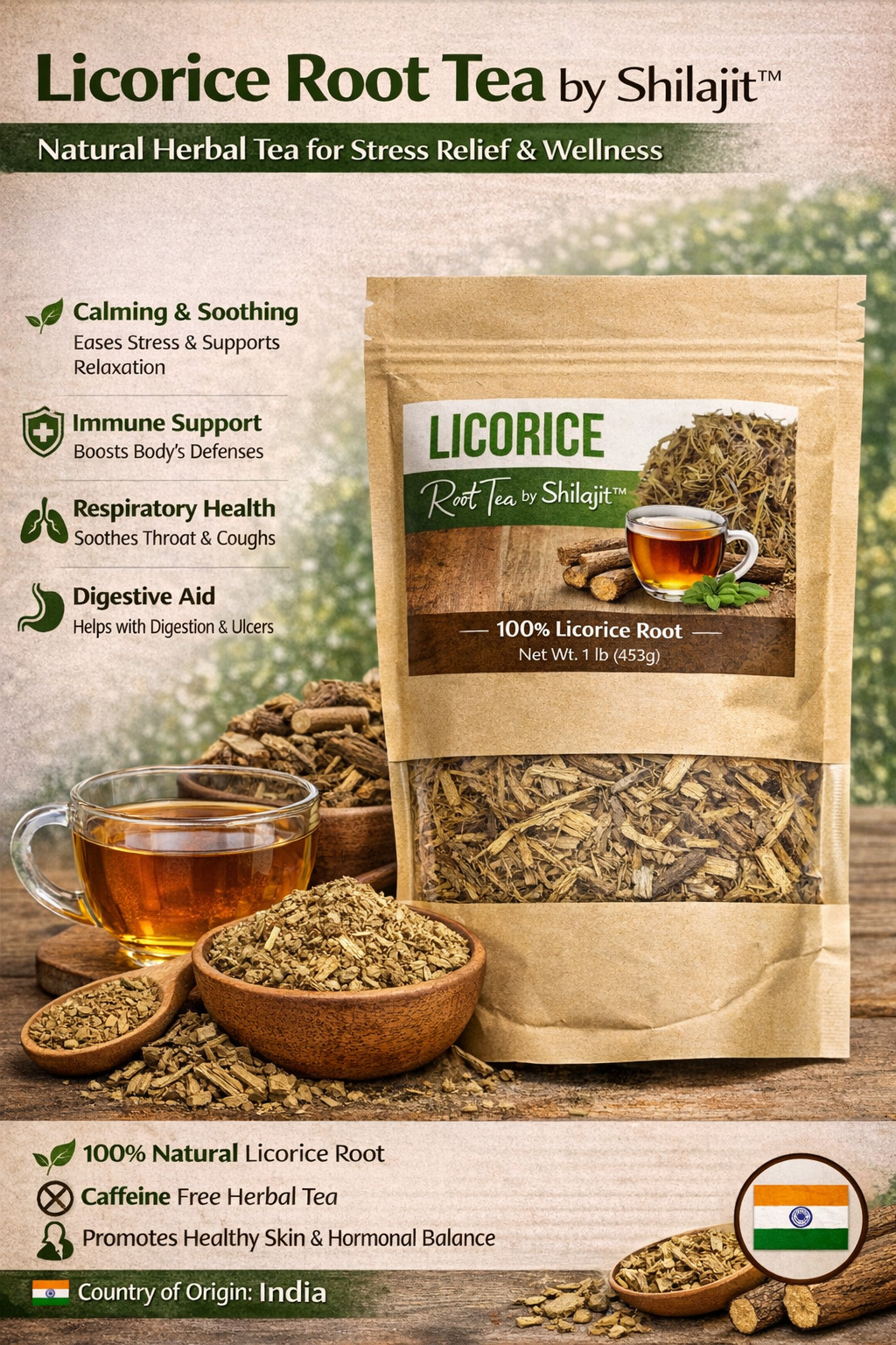 Licorice Root Tea 1 lb (453g) Natural Herbal Tea Cut Root Caffeine Free gallery