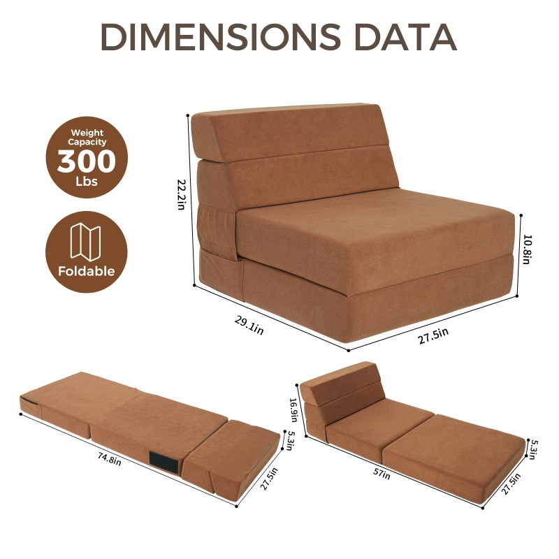 VIXLON Folding Sofa Bed Convertible Modern Bed Chair Modern Down Sleeper Couch gallery