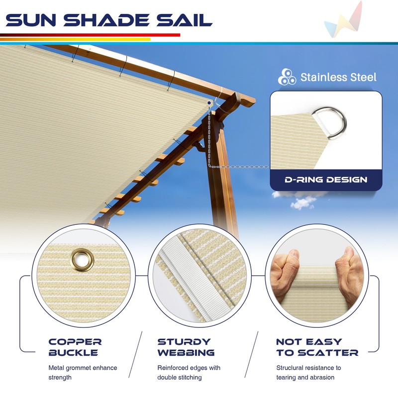 Sun Shade Sail Rectangle Canopy Cover for Outdoor Pergola Patio Garden UV Proof gallery