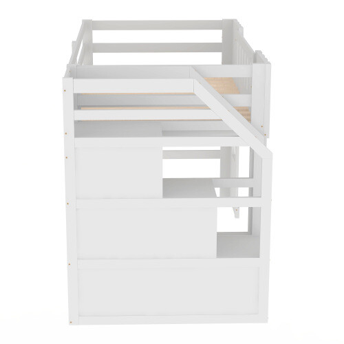Playhouse Design Loft Bed with Storage Staircase and Window Twin Size Bed Frames gallery