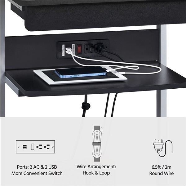 Mobile Compact Computer Table w/Power Outlet Home Office Desk for Small Spaces gallery