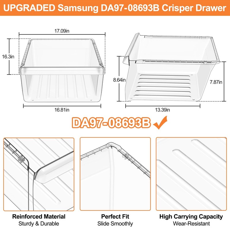 UPGRADED DA97-08693B Refrigerator Crisper Drawer with Samsung Refrigerator Dr... gallery
