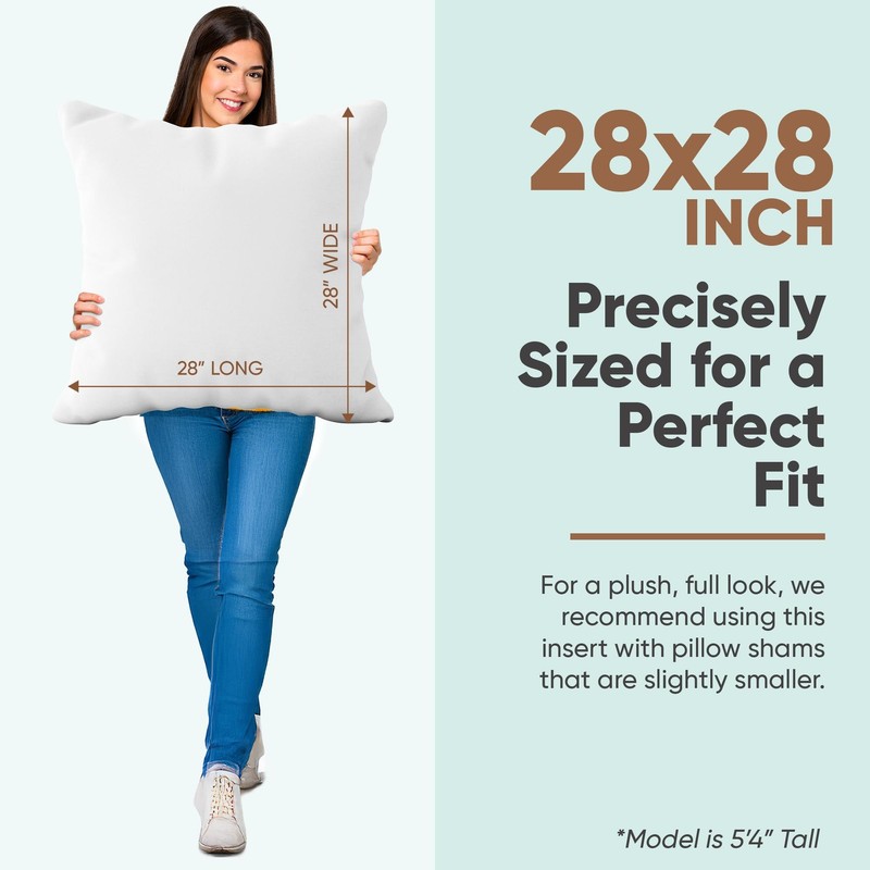 Synthetic Down Pillow Insert - 28x28 Down Alternative, Ultra Soft Large Squar... gallery