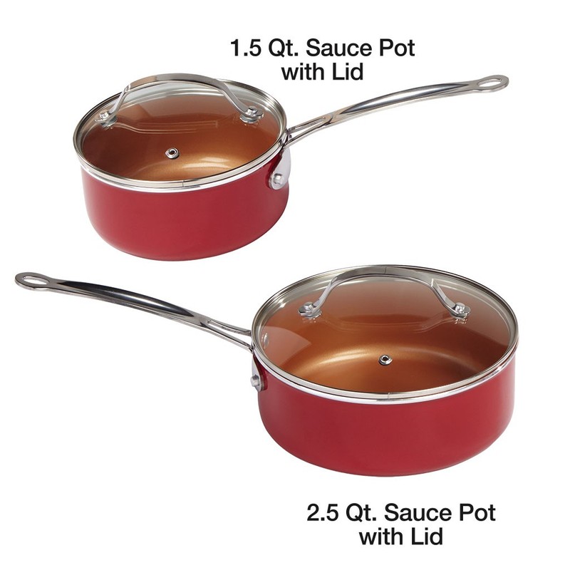 BulbHead (10824) Red Copper 10 PC Copper-Infused Ceramic Non-Stick Cookware Set gallery