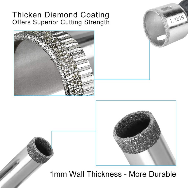 15Pcs Diamond Drill Bits Hole Saw Tools for Glass Ceramics Porcelain (6mm-50mm) gallery