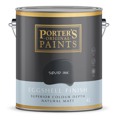 Porter’s 4L Squid Ink Eggshell Finish Broadwall Washable Paint – 4L