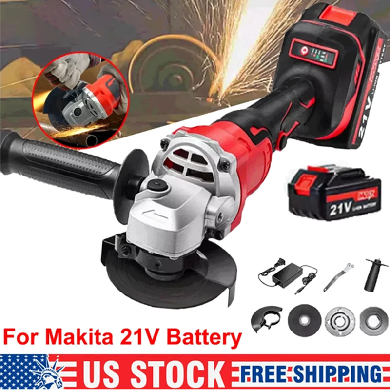 Brushless Cordless Angle Grinder with 21V Battery Charger & Cutting Disc Power gallery