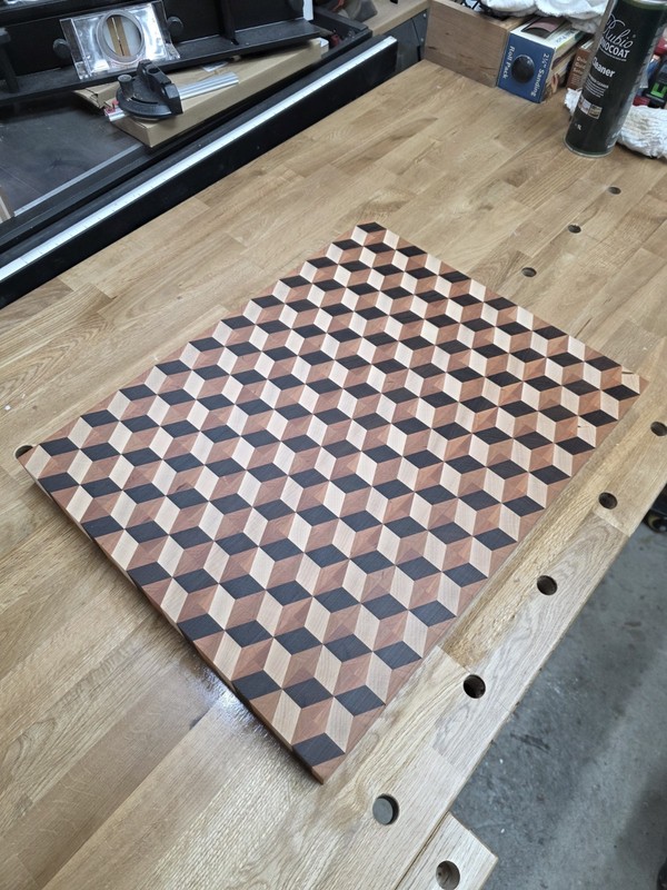 Handcrafted WENGE/CHERRY/MAPLE 3-D End Grain Cutting Board gallery