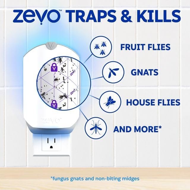 Zevo Flying Insect Trap Starter Kit - 2 Plug-in Bases + 2 Refill Cartridges-UV gallery