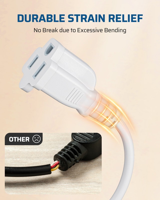 DEWENWILS 360° Rotating Flat Plug Extension Cord 1FT, 125V/13A/1625W, 3 Pack gallery