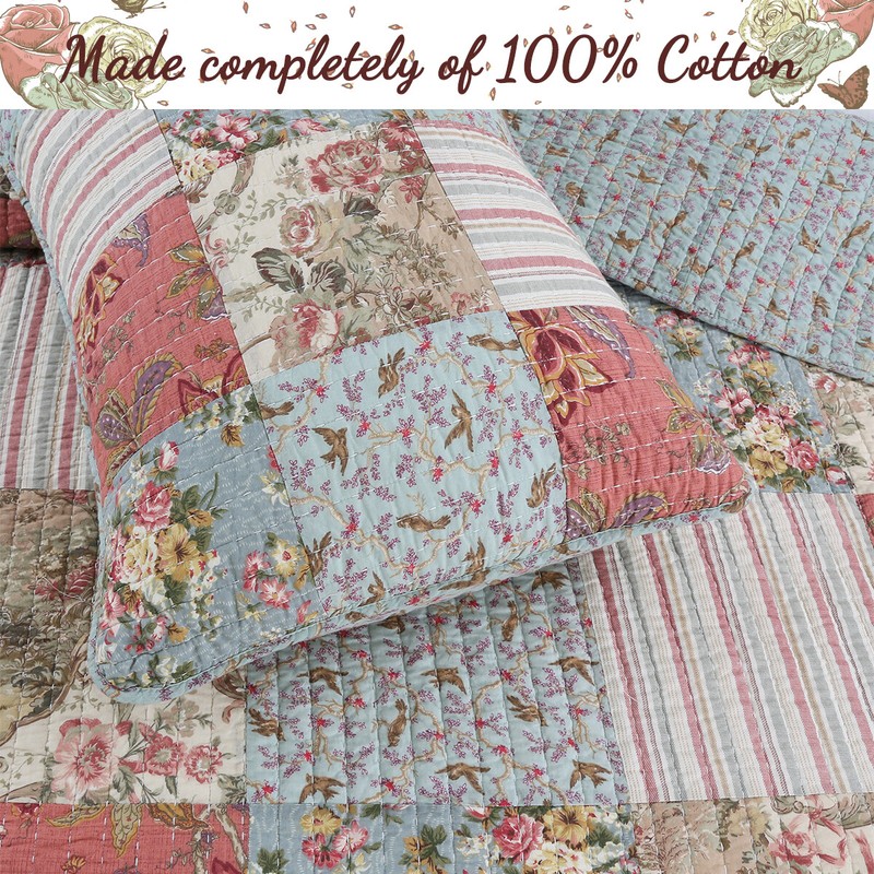 Eleanor Patchwork Reversible Cotton Quilt Set, Bedspread, Coverlet gallery