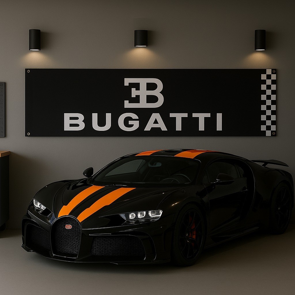 Black Hypercar Inspired Logo Banner Garage Wall Art Decor Man Cave Sign 71x24" gallery