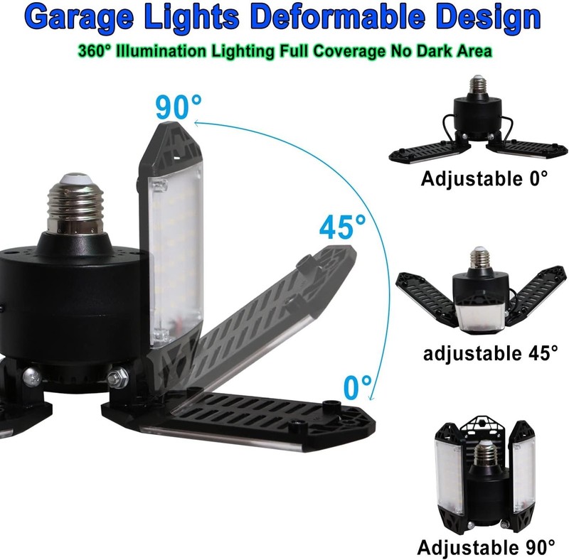 Strong Triburst Multi-Directional 8000 Lumen Super Bright LED Garage Defo Light gallery