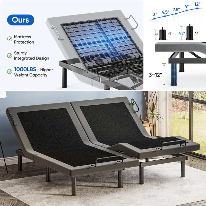 Adjustable Bed Frame With Massage Upgraded Power Base Remote USB Split King Size gallery