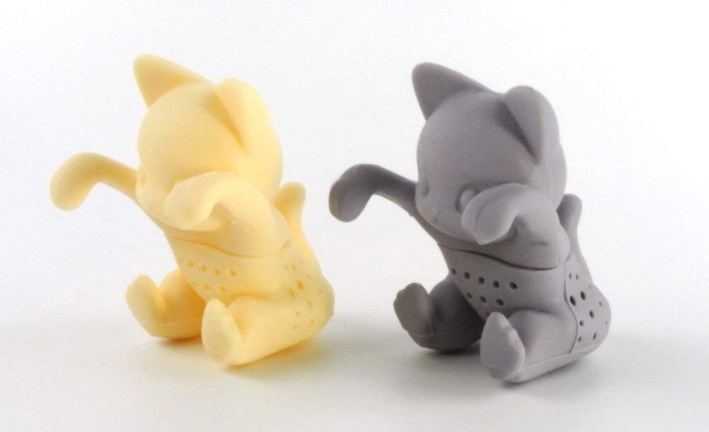 2 Cats Kittens Shape Beige/Gray Tea Infuser Loose Leaf Strainer & Fruit Tea F... gallery