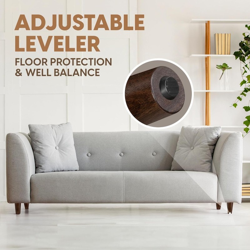 Yes4All 4 Inches Bore Round Walnut Solid Wood Furniture Legs Set of 4, Heavy Dut gallery