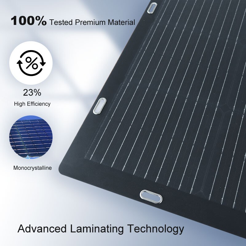 WindyNation 100 Watt 12V Flextreme Thin Lightweight Monocrystalline Solar Panel gallery