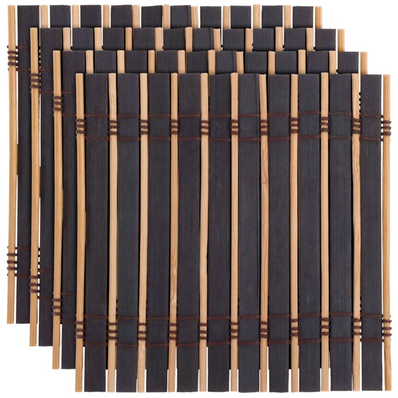 BambooMN Premium Bamboo Slat Coasters - 4.25" x 4.25" gallery