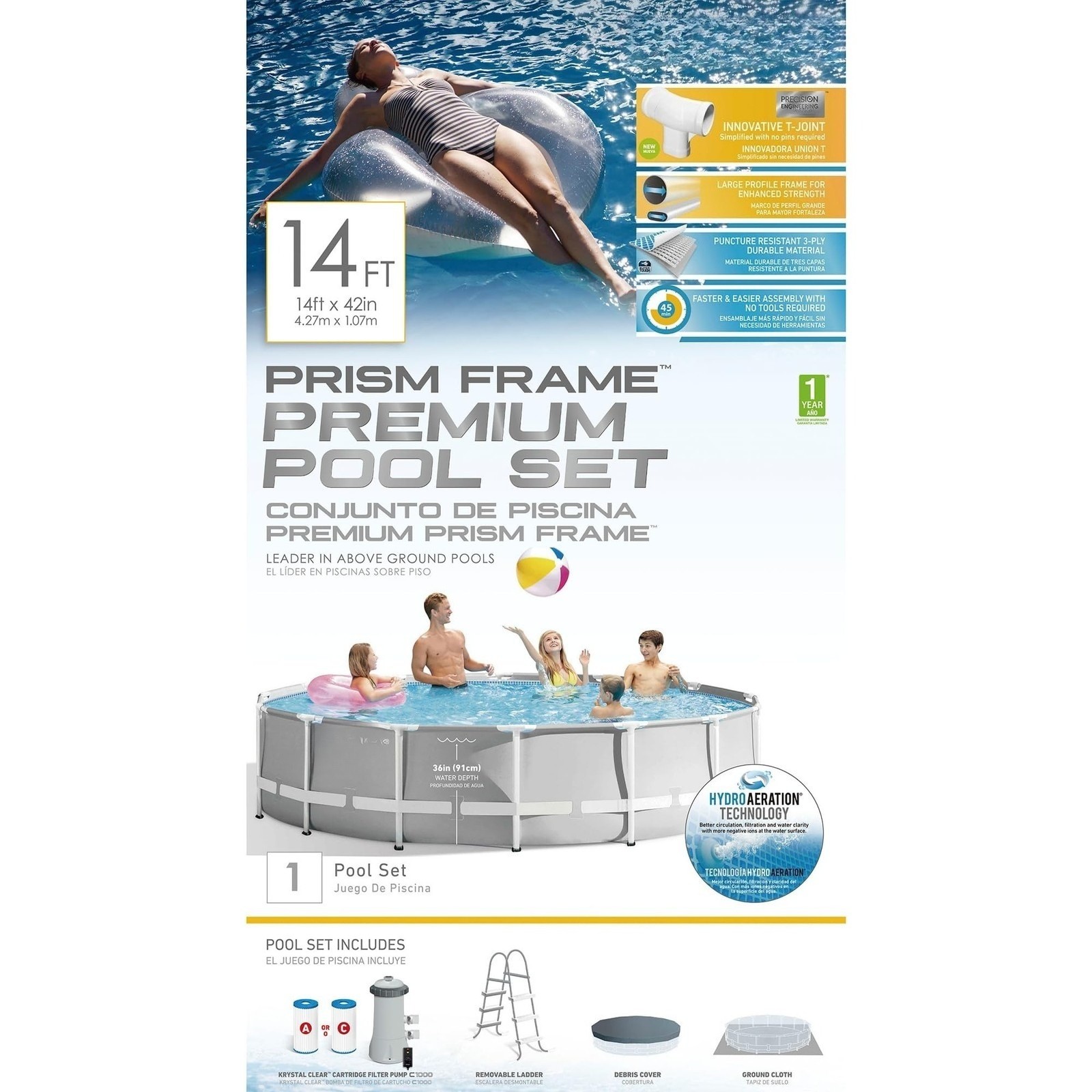 26719EH Prism Frame Premium Round Above Ground Swimming Pool Set 14Ft X 42In gallery