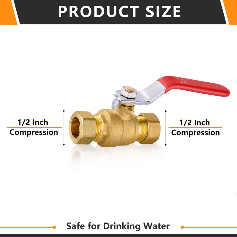 Efield1/2" or 3/4 Inch Compression Full Port Brass Ball Valve 600WOG Lead Free gallery