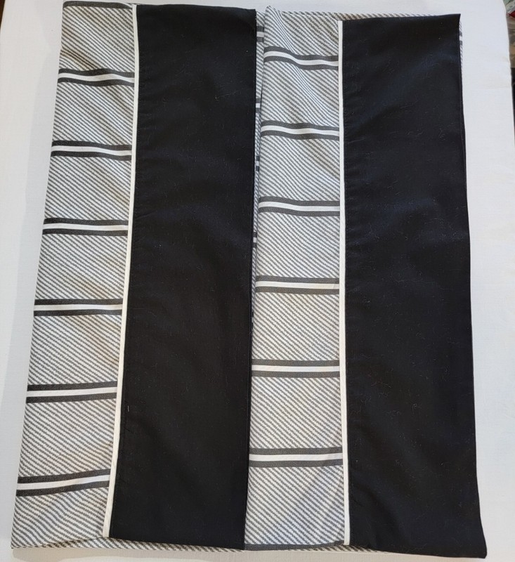 2 PillowCases Black, Grey, White Stripe. Polycotton Fabric 20 X 30 gallery