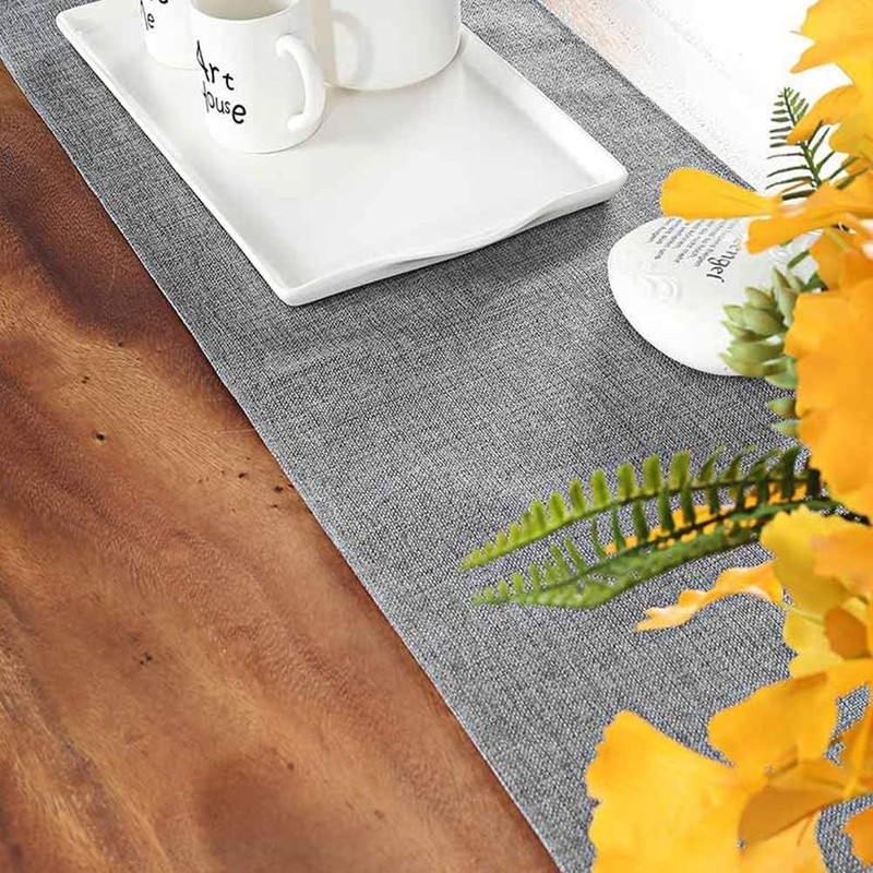 Gray Burlap Table Runner Natural Imitated Linen 14 x 48 14 x 48 Inch, Grey gallery