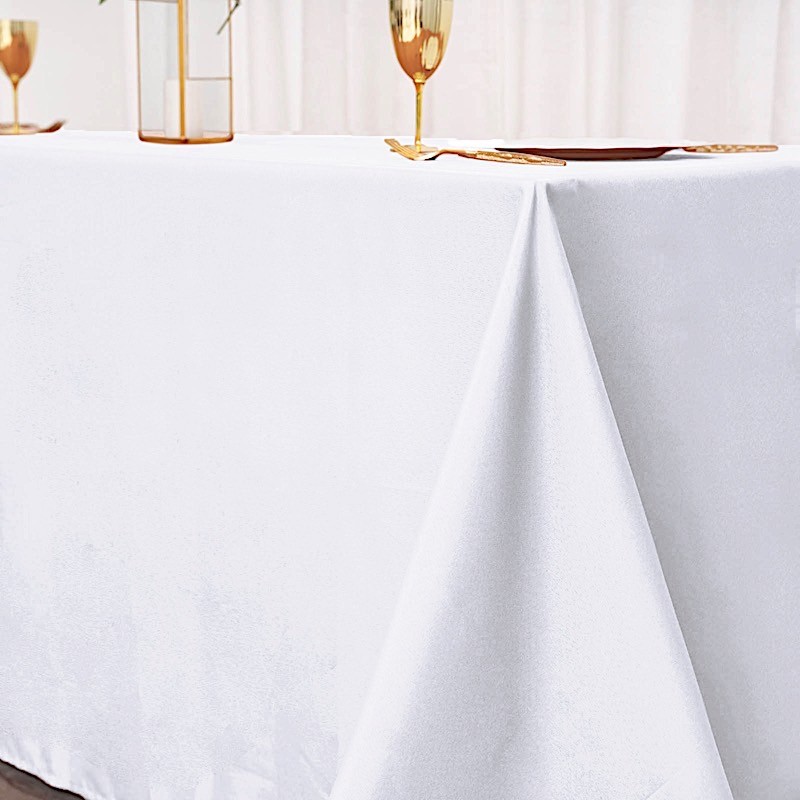WHITE Polyester 90x132" Rectangle TABLECLOTHS Wedding Party Supplies Linens gallery