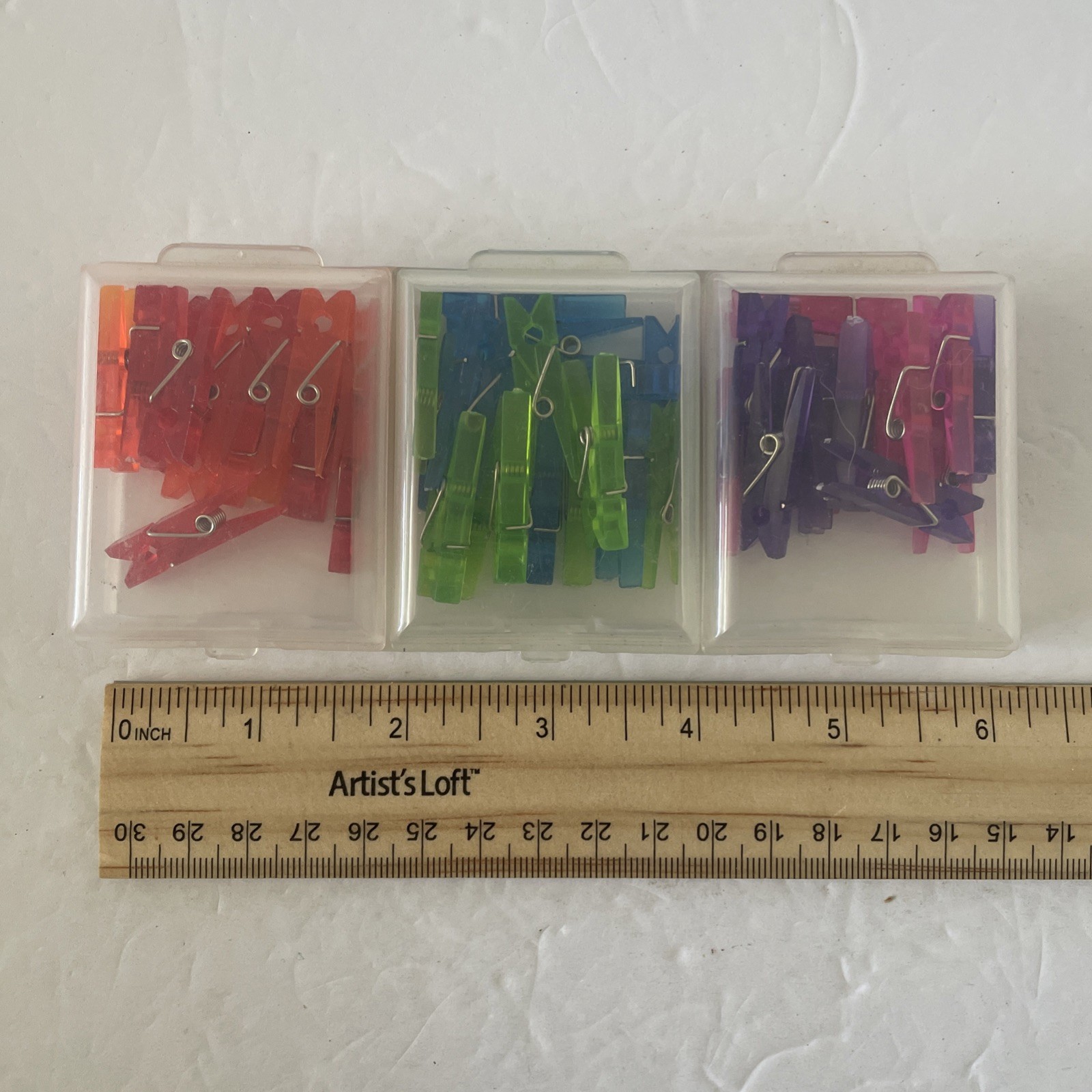 Plastic Mini Travel Clothespins Red, Green, Orange, Pink, Purple, Blue With Case gallery