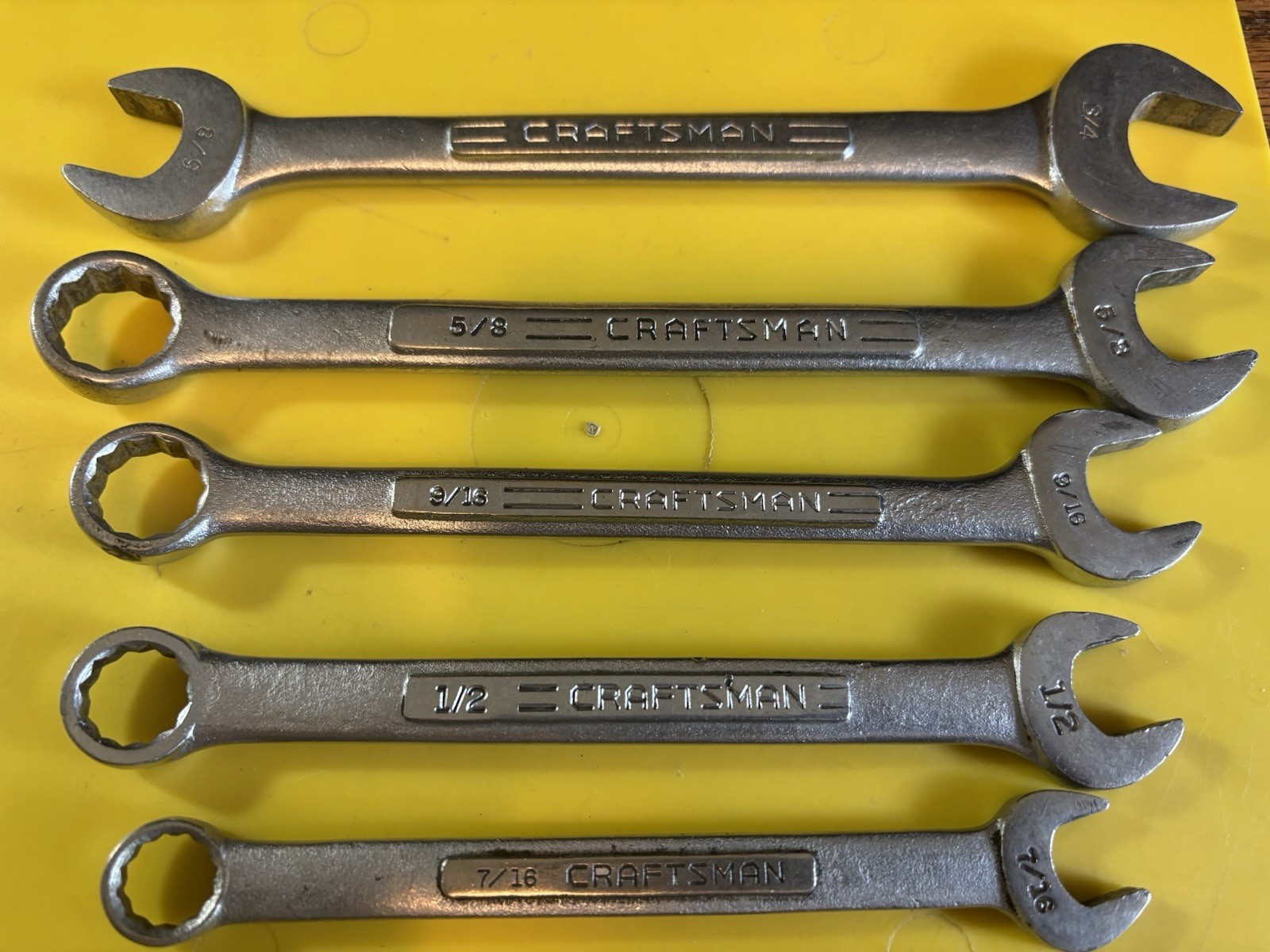 5-Craftsman SAE 12 Point Combination Wrenchs=V=USA 3/4-5/8-9/16-1/2-7/16” L-55 gallery