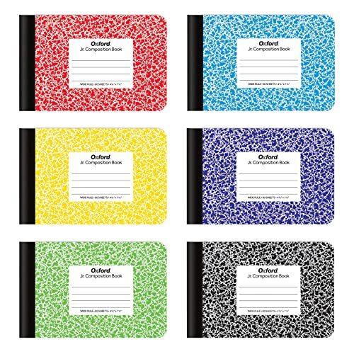 Jr. Composition Notebooks, Half Size, 4-7/8 x 7-1/2 Inches, Wide Ruled Paper,