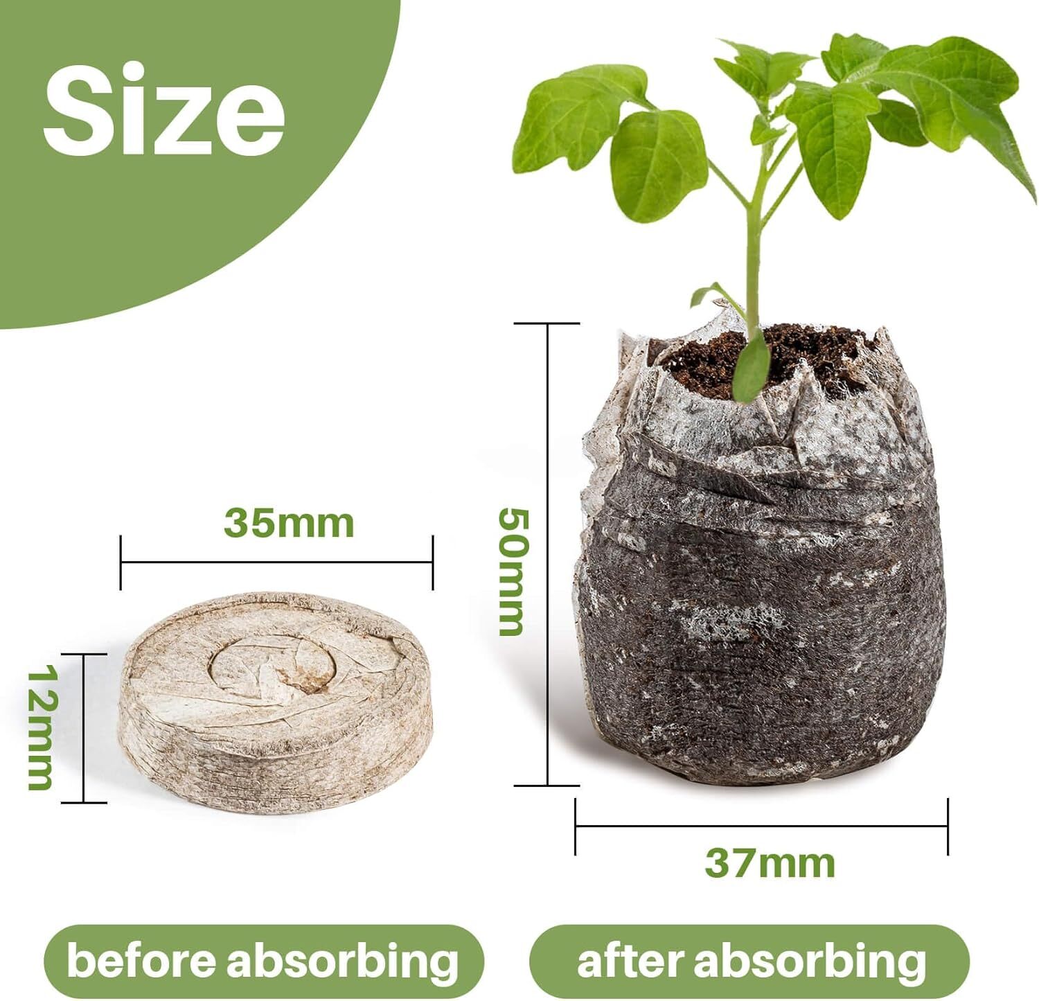 50PCS 35mm Peat Pellets Seed Starter Pods for Garden Seedling Germination gallery