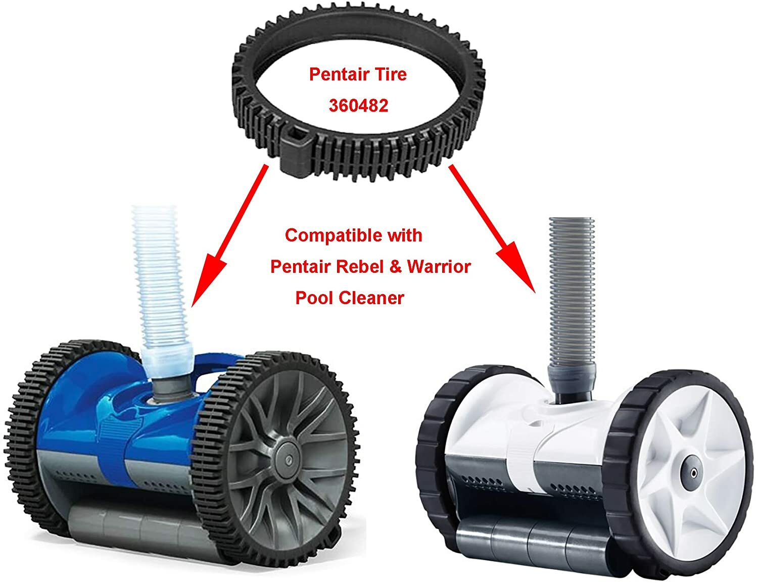 2PK 360287/360482 Tire Kit Replacement For Pentair Rebel/Warrior Pool Cleaner gallery