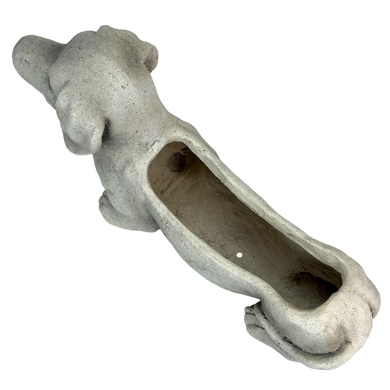 Rustic Distressed Grey Stone Finish Dachshund Dog Indoor Outdoor Planter Pot gallery