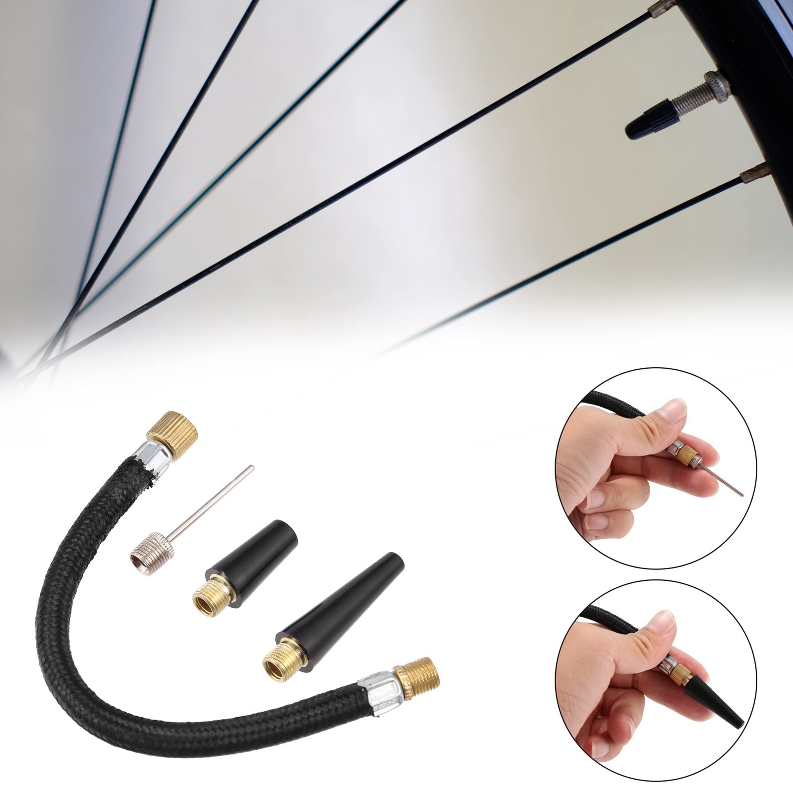 1 Set Portable Air Pump with Inflation Tapered Nozzle Extension Hose for Bicy... gallery