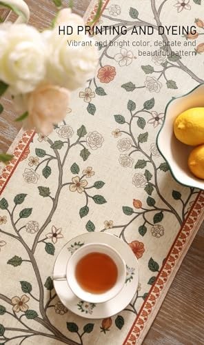Designer Elegant Linen Table Runner 102 Inches, Farmhouse 12X102 Inches Flora a gallery