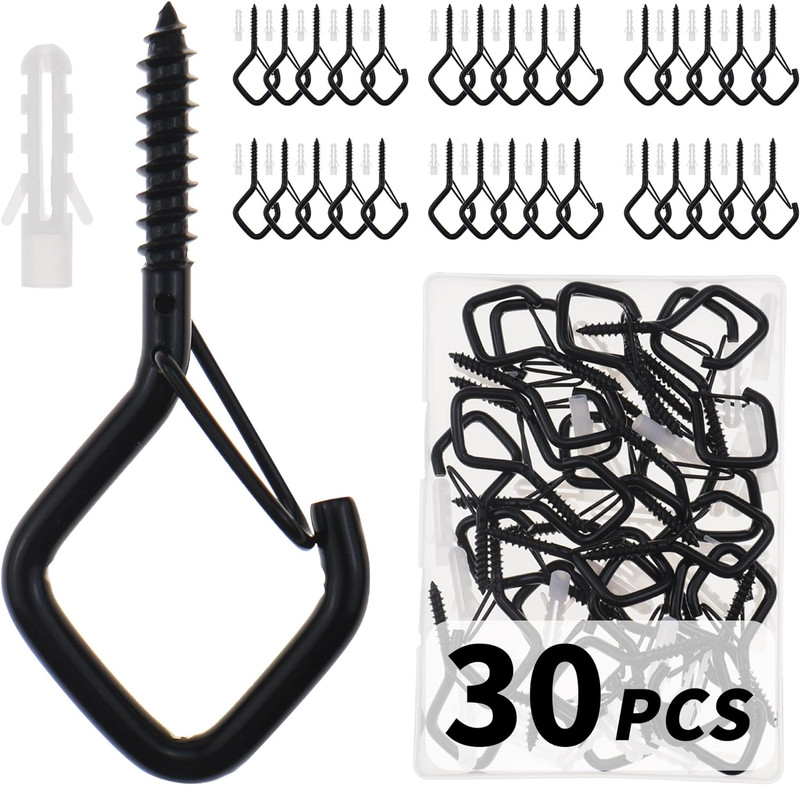 30 PCS Cup Screw-In Hanger Hooks with Safety Buckle, Windproof Screw Hooks gallery