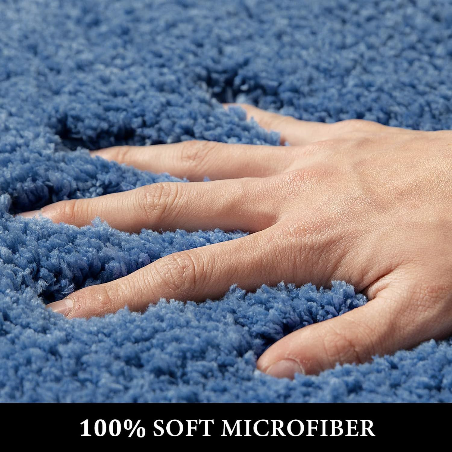 MIULEE Blue Bathroom Rugs Set 2 Piece, Small Soft Absorbent Microfiber Bath Mat gallery