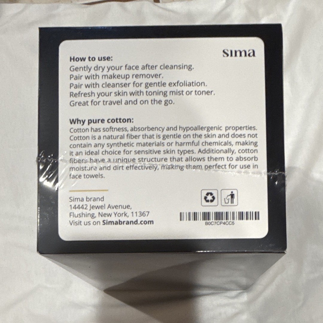 Sima Disposable Face Towels 50 Count Ultra Soft Hypoallergenic Cotton. 4 boxes gallery