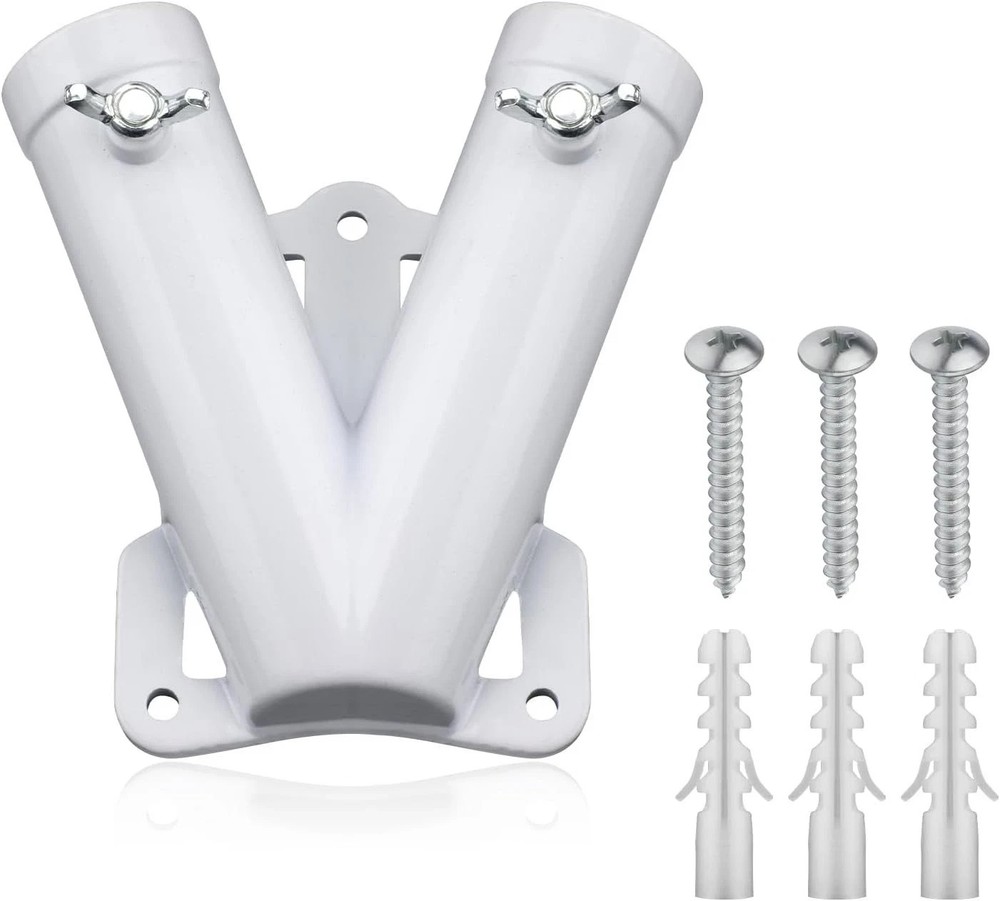 Double Flag Pole Bracket Holder, V Shape Sturdy Aluminum Alloy Flagpole Wall ...