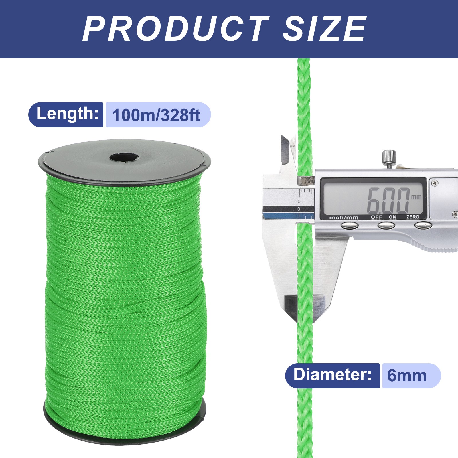 1/4 Inch Polypropylene Rope Braided Ropes, 328ft Nylon Rope Light Green gallery