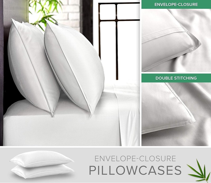 Pure Bamboo Full Size Bed Sheets - 100% Organic Viscose, Cooling & Soft, White gallery