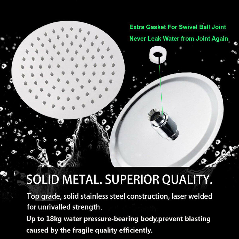 8in Round / Square Rainfall Shower Head Chrome Stainless Steel Bath Rain Sprayer gallery